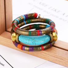 Женский винтажный браслет в стиле бохо, винтажный браслет на запястье с камнями лавы, этнические ювелирные изделия для женщин 2024 - купить недорого