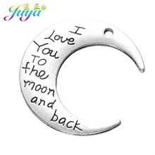 Juya-colgantes de Color plateado antiguo con forma de luna te quiero a la luna y la espalda para mujer, joyería de joyería, 10 unids/lote 2024 - compra barato