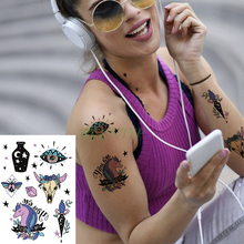 Tatuaje temporal a prueba de agua para hombres y mujeres, pegatina de tatuaje falso, tatuaje temporal de unicornio, ciervo, estrella, ojo, Luna, temporal 2024 - compra barato