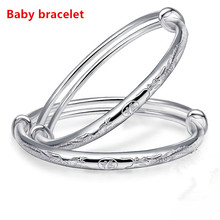 Pulseira de prata 100% pura chinesa étnica 999 estilo bebê pulseira de menina menino presente criança pulseira de prata 2024 - compre barato