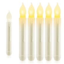Pack of 4 Amber Flameless LED Taper Candle Lights, Battery Operated Tapered Candles for Party, Classroom, Wedding, Christmas 2024 - compre barato