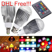 DHL Free!!! GU10/E14/B22 9W 15W RGB LED Bulb 16 Color Changeable RGB LED Lamp with IR remote control+24keys AC85-265V 2024 - buy cheap