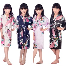 Kimono de seda floral para dama de honor, vestido de flores para niña, albornoz, ropa de dormir para bebé, D1686 2024 - compra barato