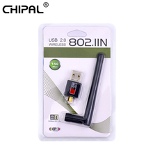 CHIPAL-Mini receptor de adaptador WiFi USB 150M, Dongle, tarjeta LAN de red inalámbrica, antena 802.11n/g/b con controlador, CD, venta al por menor 2024 - compra barato