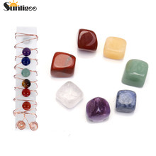 Sunligoo 7 Chakra Healing Crystals Kit,7 Chakra Tumbled Polished Worry Stone,7 Chakra Chip Stone Selenite Stick Meditation Set 2024 - buy cheap