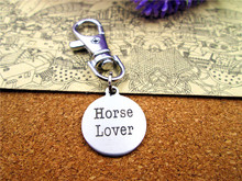 3pcs/lot high quality keychain  with 20mm  stainless steel circle round  "Horse lover " charms  keychain 2024 - buy cheap