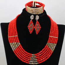 Popular Red African Beads Jewelry Set for Women Chubky Crystal Nigerian Wedding Bridal Jewellery Set Gift Free Shipping QW449 2024 - buy cheap