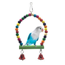 Wooden Bird Cage Rainbow Beads Swing Parrot Cage Bird Toys Parakeet Cockatiel Budgie Hanging Toy Pet Products 2024 - buy cheap