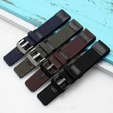Durable Canvas Fabric Watch Strap Genuine Leather Ballistic Nylon Watch Bands Bracelets with Black Buckle 20mm 22mm 24mm 2024 - buy cheap