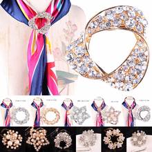 Flower Imitation Pearl Silk Scarf Brooches  Pins Clip Buckle Hold Shawl Scarves Buckle Clips Acc Crystals Women Jewelry Brooches 2024 - buy cheap