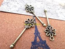 6pcs--63*20mm Antique bronze Alloy key charm beautiful flower  key, keys  Charm 2024 - buy cheap