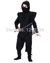 Fantasia de ninja para festa de halloween, roupas pretas para crianças e adultos, trajes de desempenho infantil 2024 - compre barato