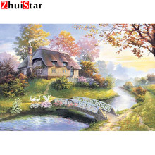 Pintura de diamante 5D DIY "Primavera y puente pequeño", bordado de diamantes de imitación cuadrados, punto de cruz estilo, paisaje, Mosaico, Decoración del hogar, XY1 2024 - compra barato