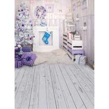 Фон для фотосъемки в помещении с изображением рождественской вечеринки гирлянды пурпурных шаров Украшенные рождественской елки подарки Детская фотография фон деревянный пол 2024 - купить недорого