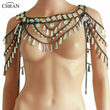 Многослойное ожерелье Chran, цепь на плечо, черный карнавальный костюм 2024 - купить недорого