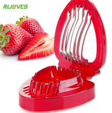 RLJVLIES 1 pc Vermelho Baga Morango Morango Slicer Ferramentas de Escultura de Frutas Cortador de Salada de Plástico Decoração Do Bolo Cortador 2024 - compre barato