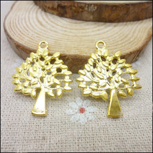 Wholesale    40PCS Gold-color Tree Charms Pendant Fit Bracelets Necklace DIY Metal Jewelry Making 2024 - buy cheap