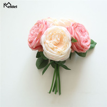 Meldel Tulip flor ramo de la boda de novia dama de honor PU Artificial flores de tulipán blanco amarillo DIY fiesta decoración de la boda 2024 - compra barato