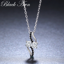 BLACK AWN New Arrival Classic Real 925 Sterling Silver Fine Jewelry Trendy Engagement necklaces & pendants for Women K024 2024 - buy cheap