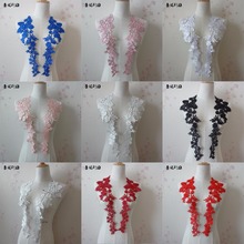 5Pairs/10Pcs Burgundy, Red, Ivory, White 8Colors New Arrival Lace Applique Flower Sewing Trims Wedding Decoration 42X12CM BD0403 2024 - buy cheap