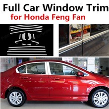 Venda quente de Aço Inoxidável Decorações Do Carro Apto Para Honda Feng Fan Moldura Da Janela Completa Guarnição Da Tampa Com o Centro de Pilar 2024 - compre barato