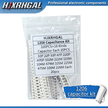 Hjxrhgal-kit surtido de condensadores 1206 SMD, componentes de 10pF ~ 475M, kit de muestras diy, nuevo y original, 16 valores x 20 Uds. 2024 - compra barato
