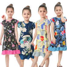 Детские платья для девочек; Летнее платье; Для 2-10Years двух до семи лет; Детское платье принцессы с цветочным рисунком в виде единорога платья, детская одежда, летняя одежда 2024 - купить недорого