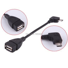 500 pçs/lote micro usb b macho para usb uma fêmea otg adaptador conversor cabo fio ângulo esquerdo atacado 2024 - compre barato