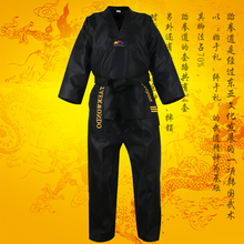 Adult kids Men Women Black taekwondo uniform dobok wtf Cotton tae kwon do set clothes TKD clothing sets belt karate suits dobok 2024 - buy cheap