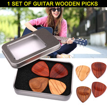 4pcs/set Wooden Plectrums Picks with Storage Case Accessories for Guitar Bass Banjo New High Quality Of Guitar Wood Pick Kit 2024 - buy cheap