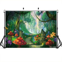 Mushroom Walkway Grass Photography Backdrop for Photograph Accessories Party Children Kids Photographic Background Photo Booth 2024 - buy cheap