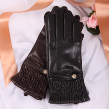 Genuine Leather Woman Gloves Keep Warm Knitted Lined Fashion Driving Autumn Winter Sheepskin Gloves Female EL045NZ-9 2024 - buy cheap
