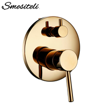 Smesiteli-Válvula de ducha termostática de latón para baño, grifo de Control Dual dorado redondo, desviador, Conector de Control de Ducha 2024 - compra barato