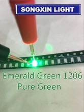 500 шт./лот, супер яркое 1206 зеленое освещение, SMD светодиодный Диод, 3216 диодов, чистый зеленый 520-530nm 100-120MCD XIASONGXIN, Изумрудный свет 2024 - купить недорого