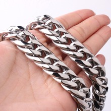 16mm Wide Miami Cuban Chains For Men Hip Hop Jewelry Wholesale Silver Color Thick Stainless Steel Long Big Chunky Necklace Gift 2024 - buy cheap