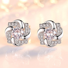 New Fashion Korean White Gold Plated Austrian Crystal Earrings for Women Girl Small Cute Eternal Heart Stud Earrings Jewelry 2024 - buy cheap