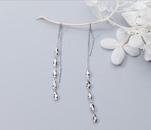 1pair Real. 925 Sterling Silver Fine jewelry Twist Leaf dangle Threader WIRE earrings Women's C-0148 2024 - buy cheap