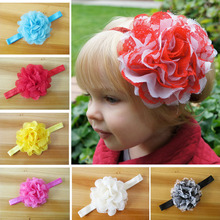 2016 Hot baby flower hair accessories children headband flowers head flower stretch mesh gauze ribbon 15 colors 30pcs/lot 2024 - buy cheap