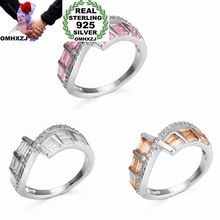 OMHXZJ Wholesale European Fashion Woman Girl Party Wedding Gift White Pink Champagne AAA Zircon 925 Sterling Silver Ring RR190 2024 - buy cheap