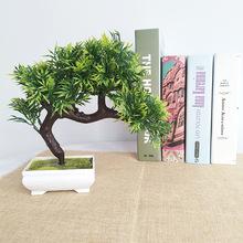 Decoración de flores falsas verde pequeño, bonsái, plantas y flores artificiales en maceta, decoración para el hogar y la Oficina 2024 - compra barato