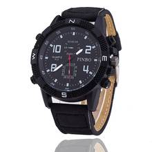 Лидирующий бренд pinbo большой циферблат кожа кварцевые Для мужчин часы Военная Униформа наручные часы Reloj Hombre Для мужчин открытый Спортивные часы 2024 - купить недорого