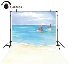 Allenjoy-fondo fotográfico de velero con acuarela, telón de playa, mar azul, estudio fotográfico, utilería para sesión fotográfica 2024 - compra barato