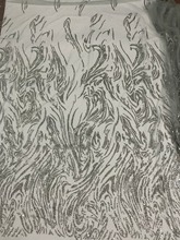 Venda quente africano lantejoulas glitter lantejoulas rendas tecido tule de malha de tecido shining colado JIANXI.C-7253 em prata 2024 - compre barato
