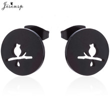 Jisensp-pendientes de pájaro hueco en rama para mujer, aretes de la amistad de acero inoxidable, joyería de moda 2024 - compra barato