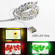 1 M/2 M/3 M/5 M USB conduziu a Luz de Tira 60 leds/m DC 5 v 3528 SMD LED Fita flexível fita neon + Cabo USB