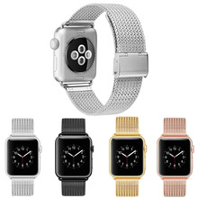 Correa de pulsera de acero inoxidable para Apple Watch SE Series 6 5 4 3, correa de malla metálica de 40mm, 44mm, 38mm, 42mm, novedad 2024 - compra barato