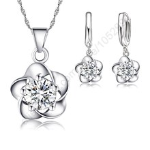 Женский подарочный набор, ожерелье и серьги из серебра 925 пробы с фианитами 2024 - купить недорого