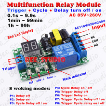 Ac 110v 220v 230v digital led ciclo temporizador de atraso ciclo interruptor de relé de gatilho ligar/desligar módulo ajustável 0.1s a 99h 2024 - compre barato
