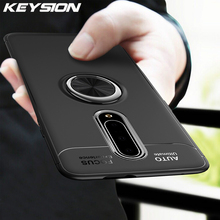 KEYSION-funda de teléfono con anillo de lujo para Oneplus 7 Pro 6, soporte magnético del coche, cubierta mate de silicona suave para 1 + 7 6T 2024 - compra barato