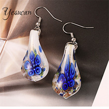 Pendientes con colgante de flor de cristal para mujer, aretes colgantes de gota de agua clara, joyería de boda para fiesta 2024 - compra barato